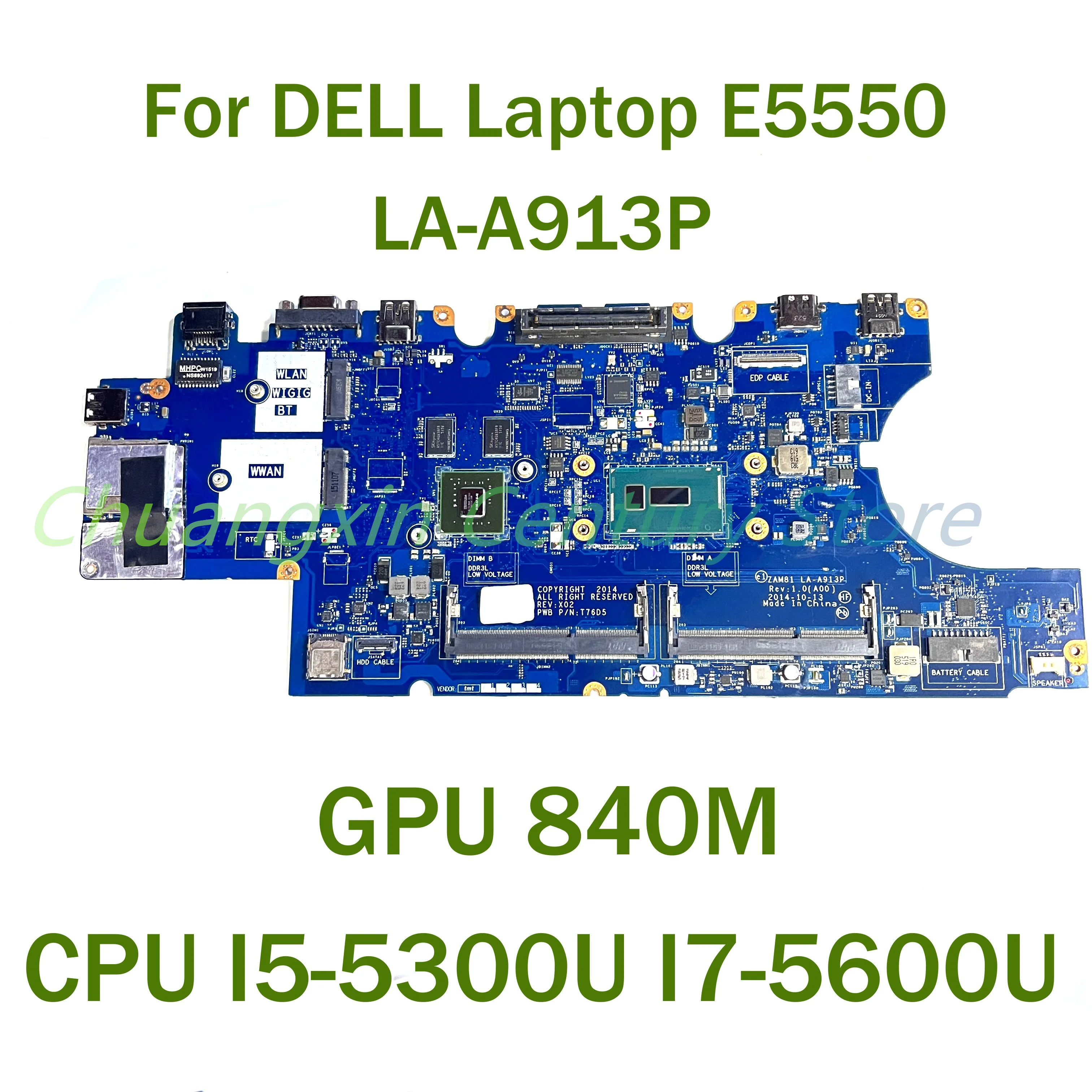 

Для ноутбука DELL E5550, материнская плата для ноутбука, Φ GPU 840M 100%, протестирована, полностью работает