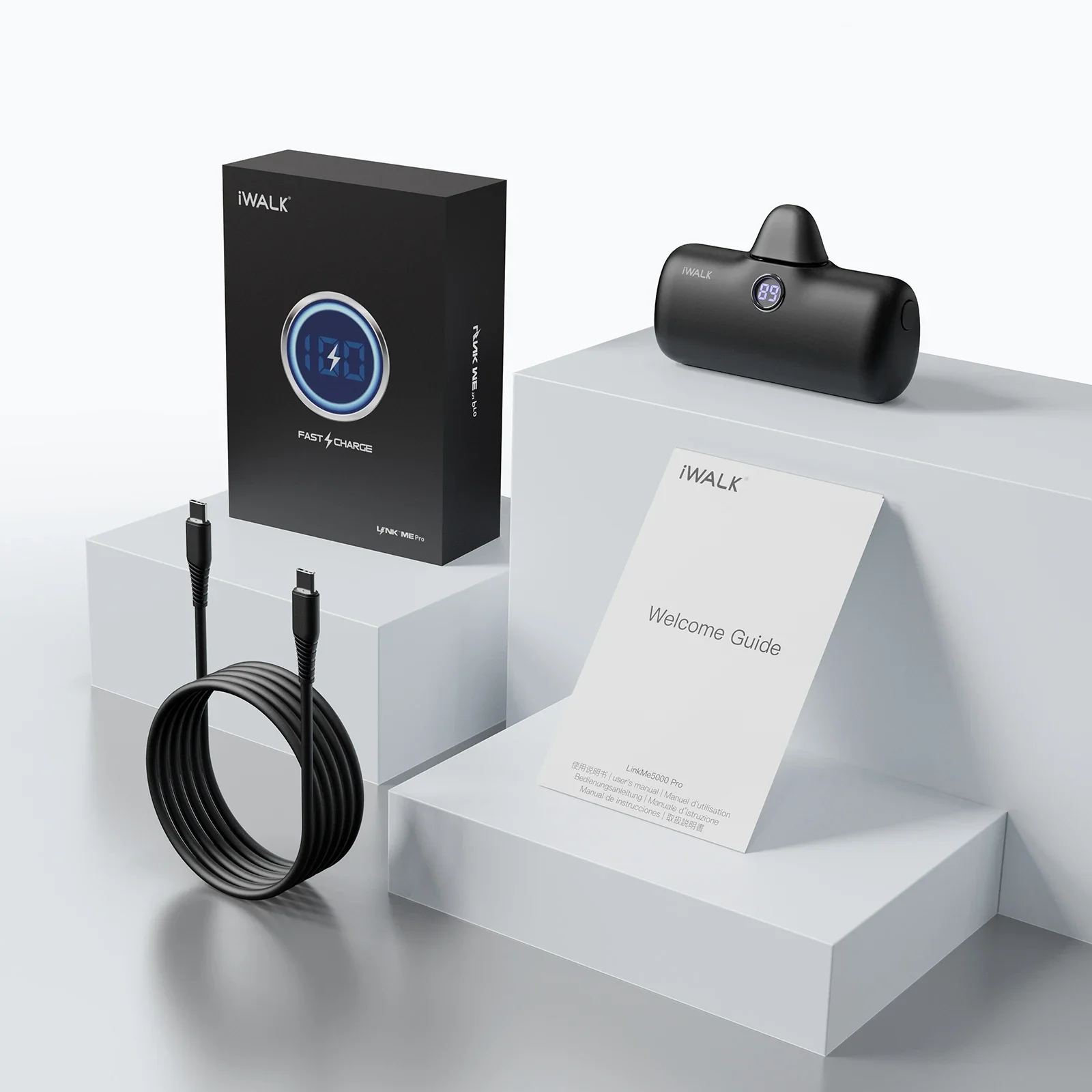 iWALK USB - C Power Bank | 18W PD Fast Charge | Built - in Plug | Mini Portable | LED Display | For Phones/VR/Earbuds