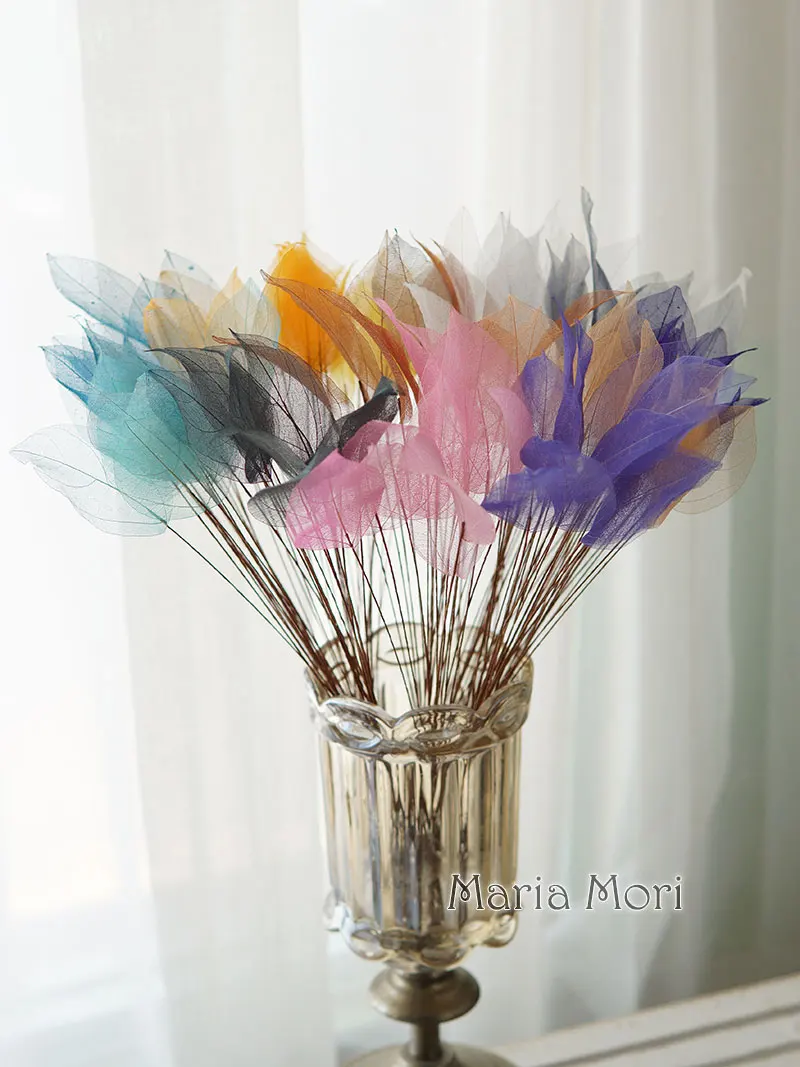 Heimdekoration, Lucency-Blätter, natürliche Blattader, unsterbliche künstliche Blumen, Hochzeit, Tischdekoration, Drahtstiel – Detail 11