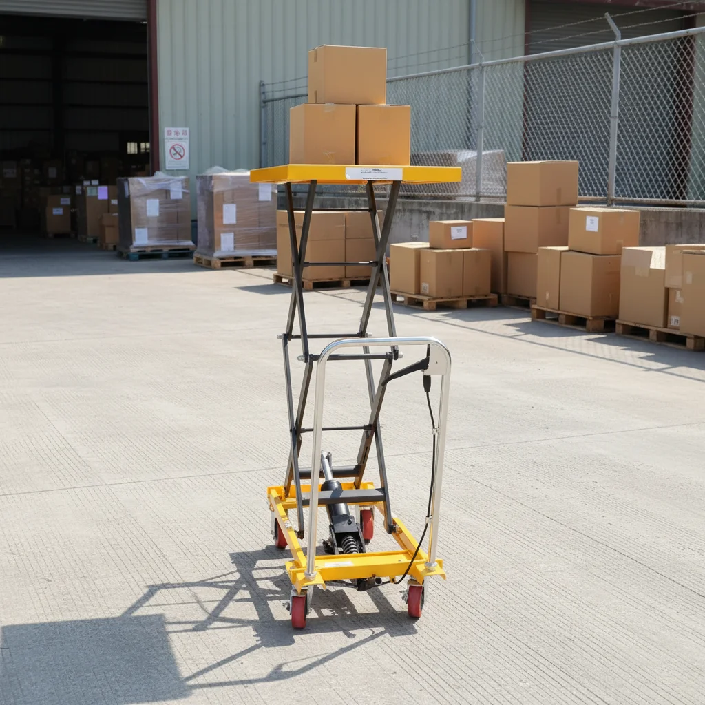 

Manual Hydraulic Scissor Lift Cart Smooth Lifting Adjustable Height Platform Trolley