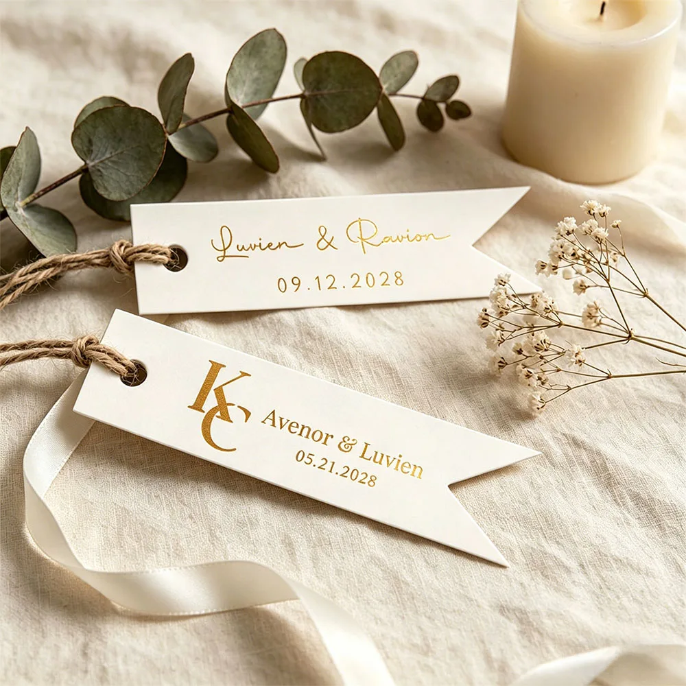 

50pcs Personalized Wedding Favor Tags,Custom Mini,Exquisite Decorative,Text for Wedding Birthday Shower Party Rectangle Bulk Set