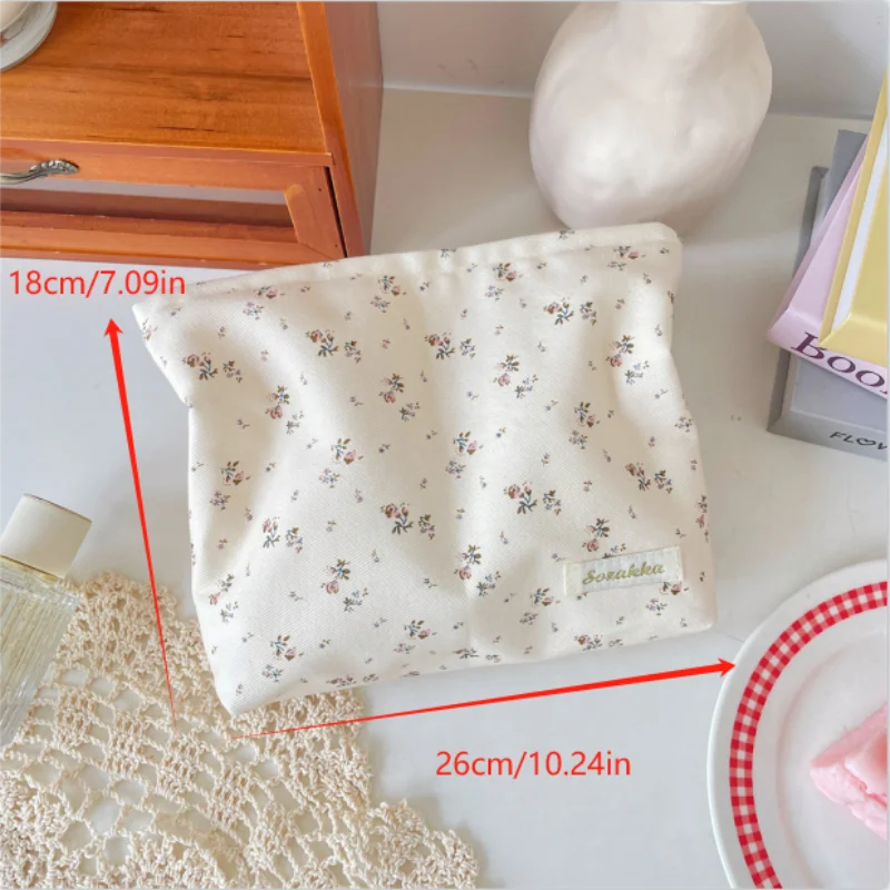 Leuke zoete bloemen make-up tas met grote capaciteit, draagbare reismake-up organizer, dames clutch, girly toilettas, etui