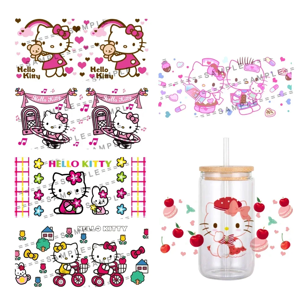 11x24cm Mini Japanese Cat Cartoon Sanrio UV DTF Transfer Sticker Waterproof Hello Kitty For DIY Glass Wrap