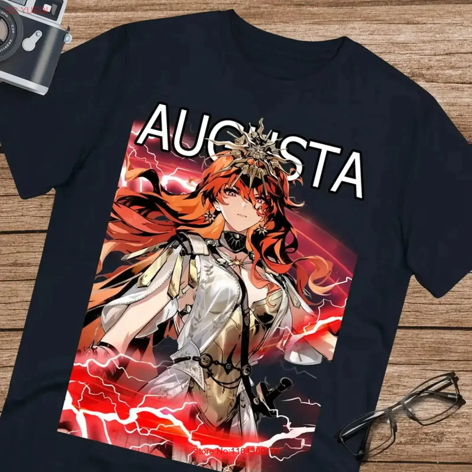 Anime Wuthering Waves Augusta T Shirt Size S 5Xl Black vintage Washed Slightly designer clothes Comfortable