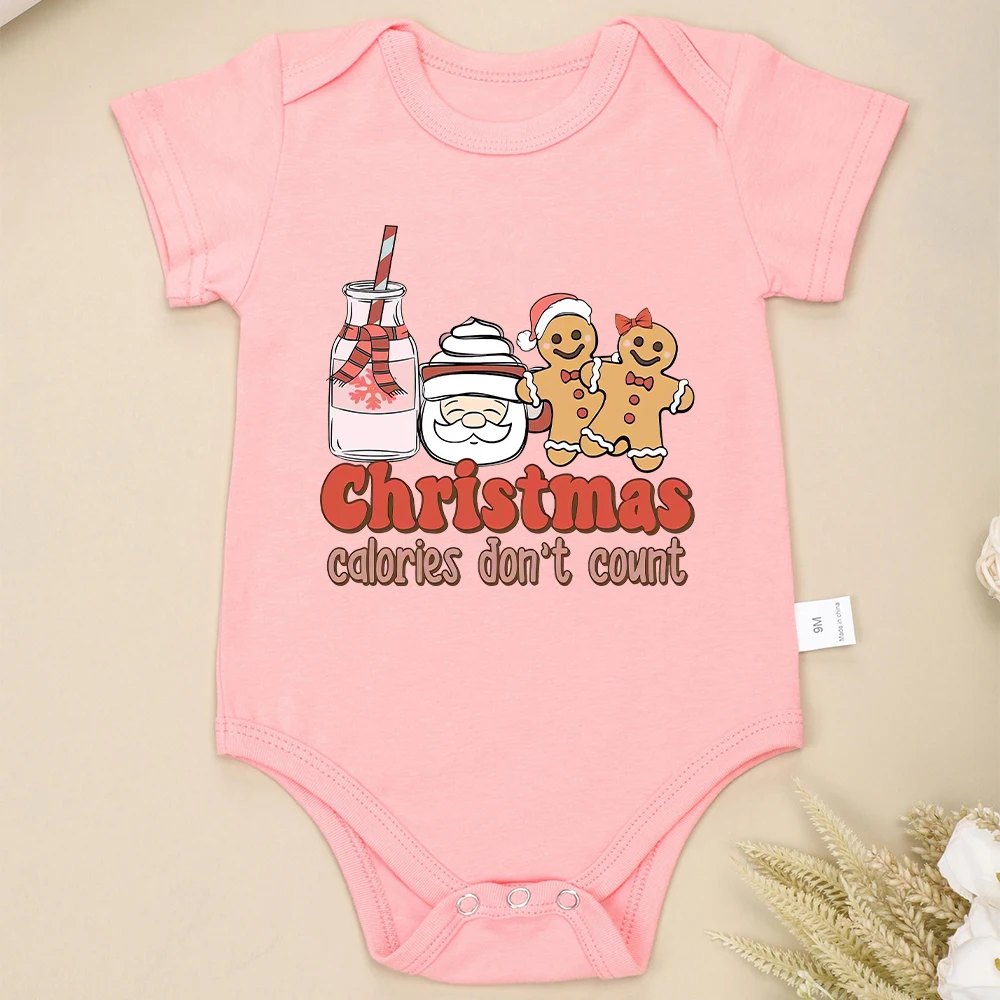 Christmas Calories Don't Count Funny Cute Baby Girl Boy Clothes Onesies Cotton Aesthetic Harajuku Newborn Bodysuit Xmas Gift