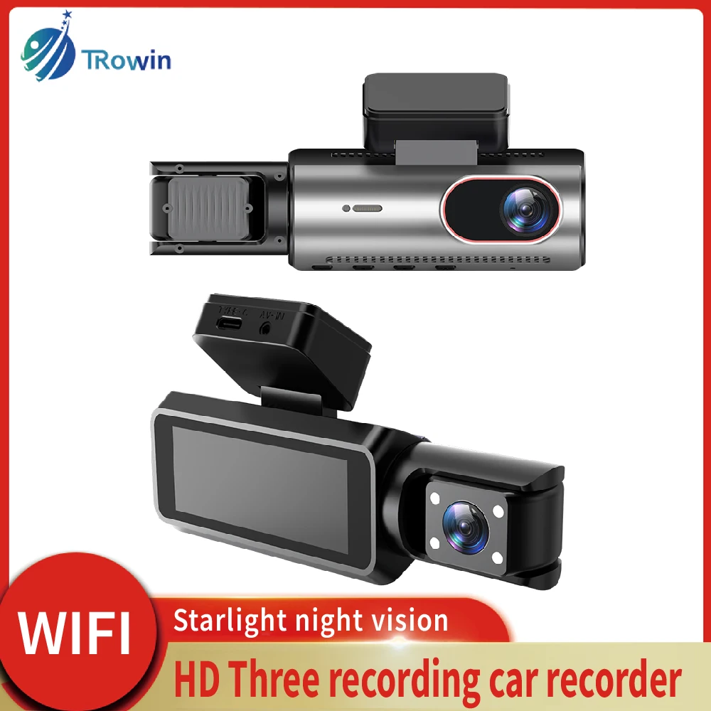 3Cameras HD1080P dash cam WiFi car DVR front interior rear video recorder low night vision loop recording 170wide angle