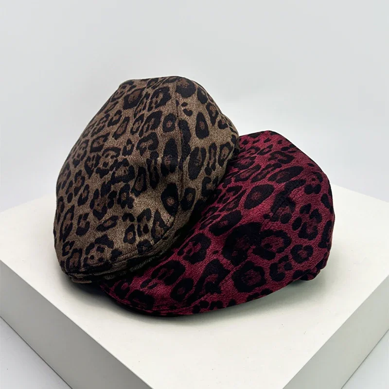 New Women Y2K Retro Leopard Print Visors Hats Breathable Casual Sunshade Niche Peaked Caps Versatile Outdoor Fashion Street Ins