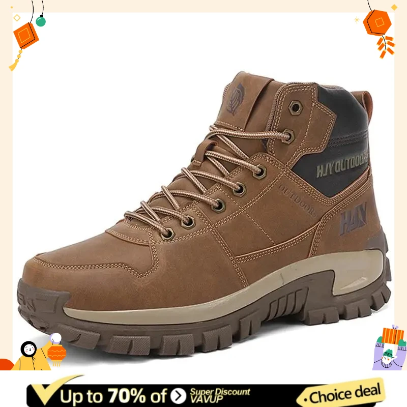 

High-Top Leather Men's Boots Breathable Desert Combat Boots Outdoor Non-slip Hiking Boots Men Motorcycle Boots Work Ankle Boots