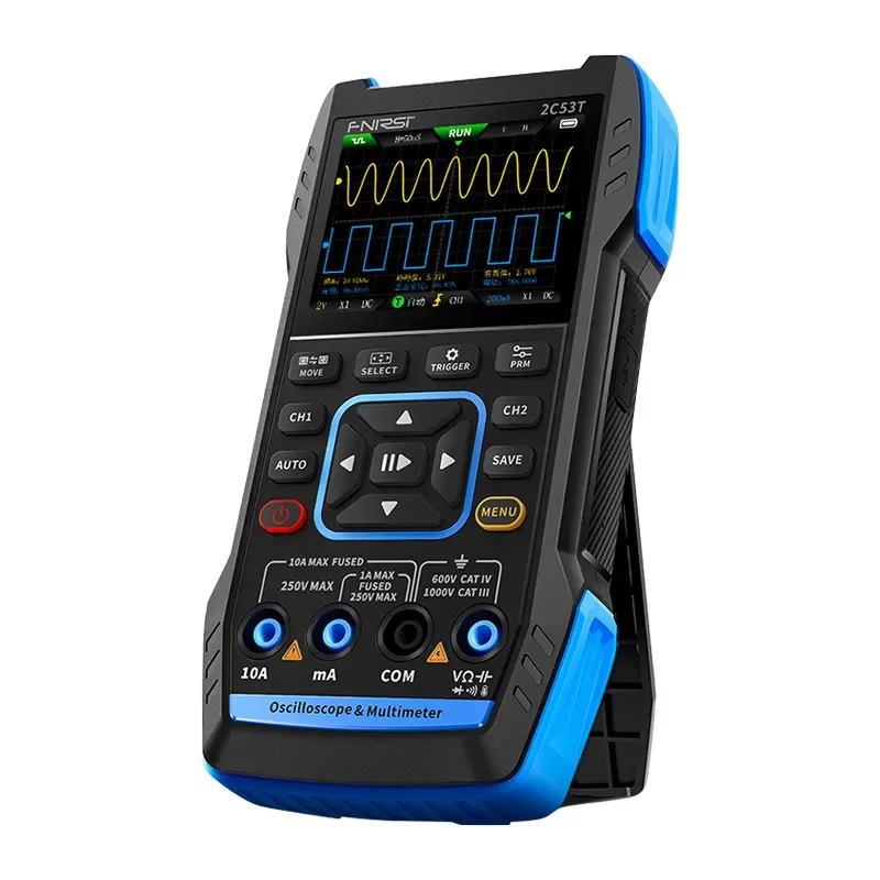 

FNIRSI 2C53T 3 in 1 Multifunctional Machine, Dual Channel 50Mhz Handle Digital Oscilloscope + Multimeter + Signal Generator