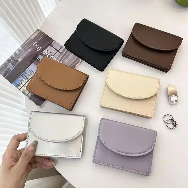 Korean Version Silver Simple Cover Type Coin Wallet Ins Student Wallet Female Card Bag Short Purses for Women Small Money Bag