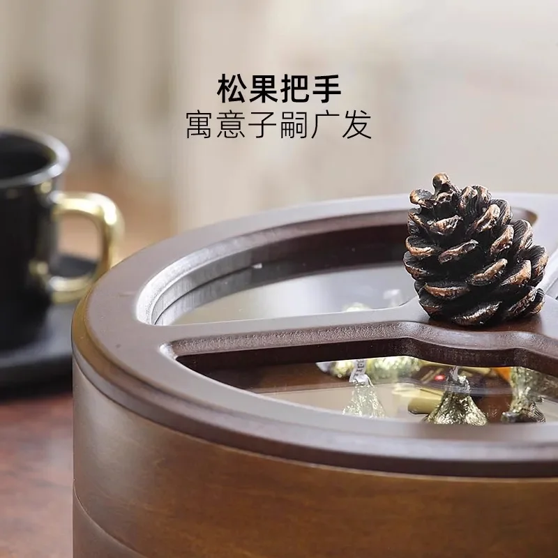 Wooden sealed household dried fruit storage box New Chinese living room coffee table Chinese New Year nut candy box snack