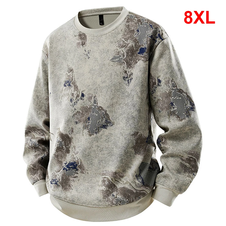 

8XL Plus Size Sweatshirts Men Spring Autumn Graffiti Sweatshirt Fashion Casual Pullover Male Big Size 8XL