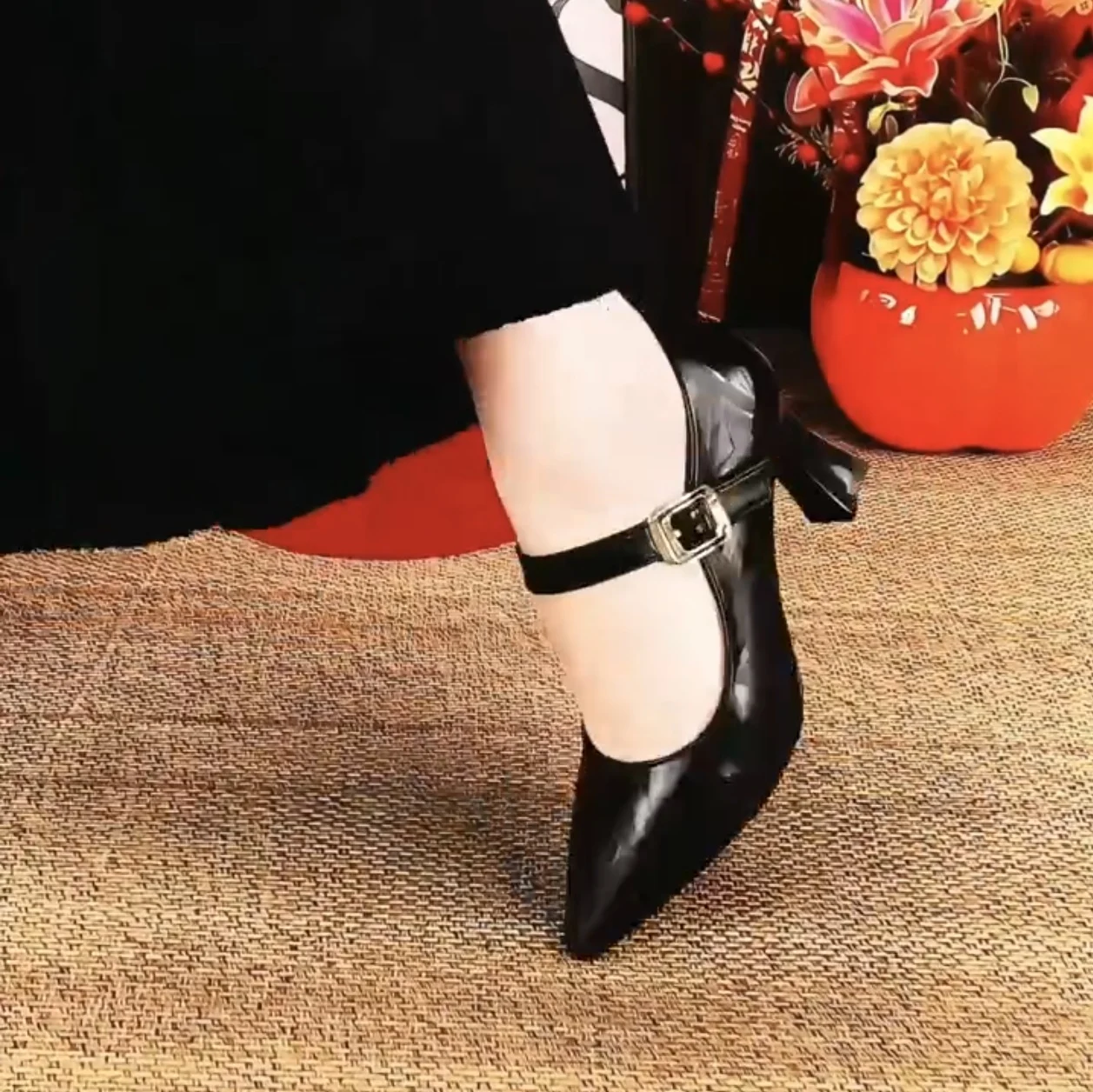 genuine-leather-high-heels-women's-pointed-toe-soft-bot-single-oes-thin-heel-wine-cup-heel-faionable-casual-loers