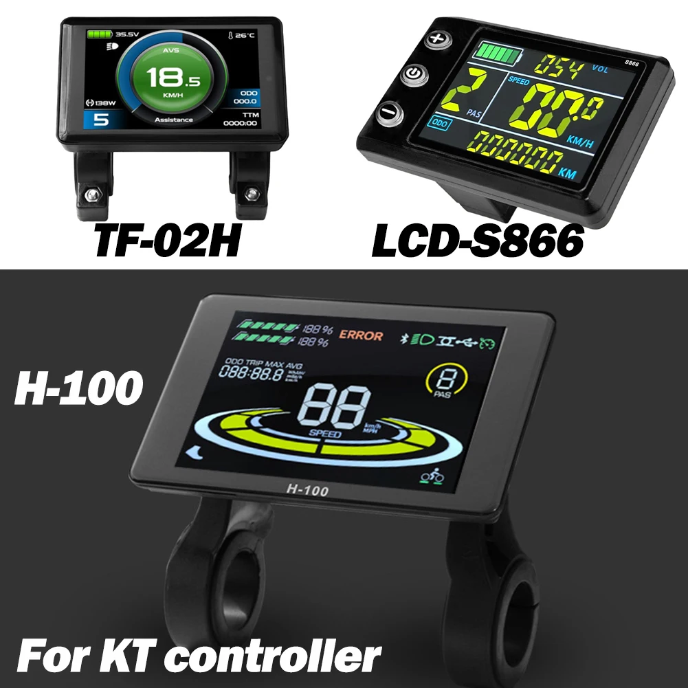 For KT Ebike Display TF-02H/H-100/LCD-S866 24V-72V Landscape Mode Colorful LCD Instrument Panel With 5 Pin Waterproof Connector