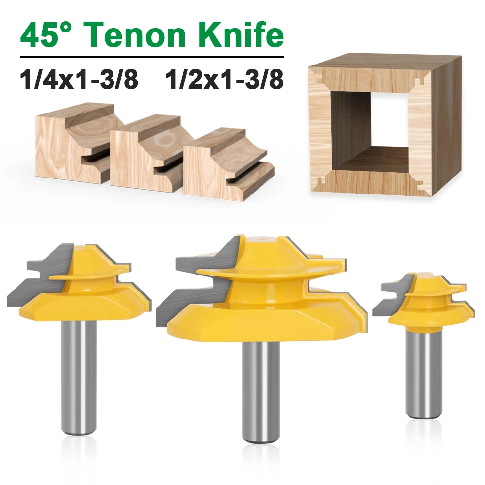 

45 Degree Tenon Knife Durable Splicing Woodworking Milling Cutter Slotting Smooth Trimming Machine Tool Head 1pc