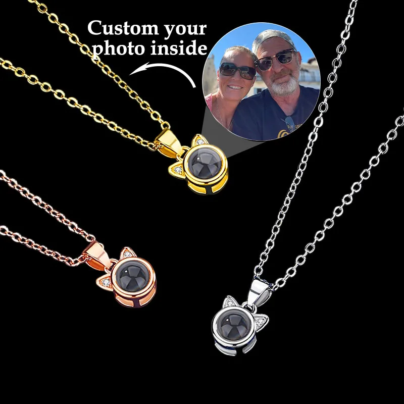 

Personalized Photo Projection Nekclace Custom Photo Cat Ear Shaped photo Projection Pendant Memorial Gifts Jewelry 2025