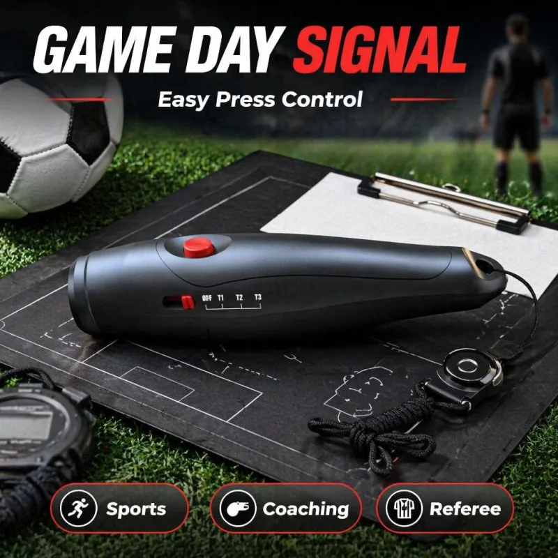  3-Tone Electronic Sports Whistle with Lanyard - Loud Referee Whistle for Coaches, Gym Teachers & Outdoor Training