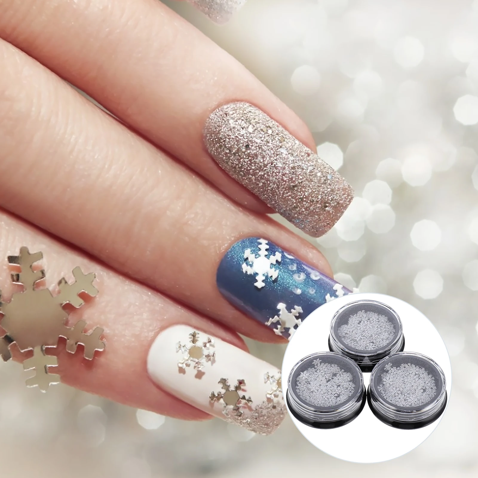 

Christmas Stickers Snowflake Art Sequins For Diy Manicure Decor Metal Nail Decals Holiday Nail Art Stickers