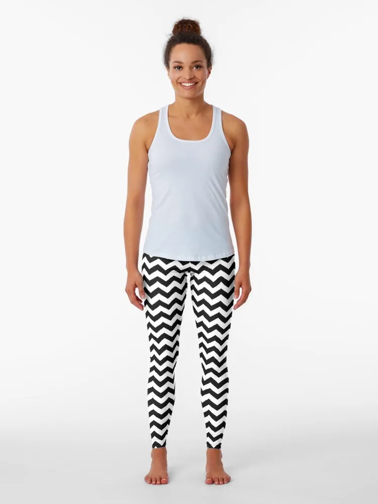 Leggings ZIG-ZAG noir et blanc legging gym pantalons d'entraînement joggeurs pour le sport pour push up femmes Leggings