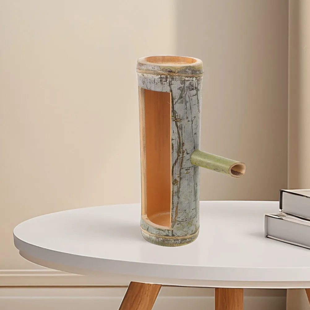 Fuente de Agua de Bambú con Boquilla Artesanal para Decoración de Jardín Zen, Estanque o Acuario, Estilo Asiático