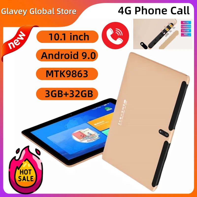 

T960 4G Телефонный звонок 10,1 дюйма Android 9.0 Планшет MTK9863 Четырехъядерный процессор 3 ГБ ОЗУ 32 ГБ ПЗУ 1280*800 IPS 5000 мАч Поддержка звонков 2G\3G\4G