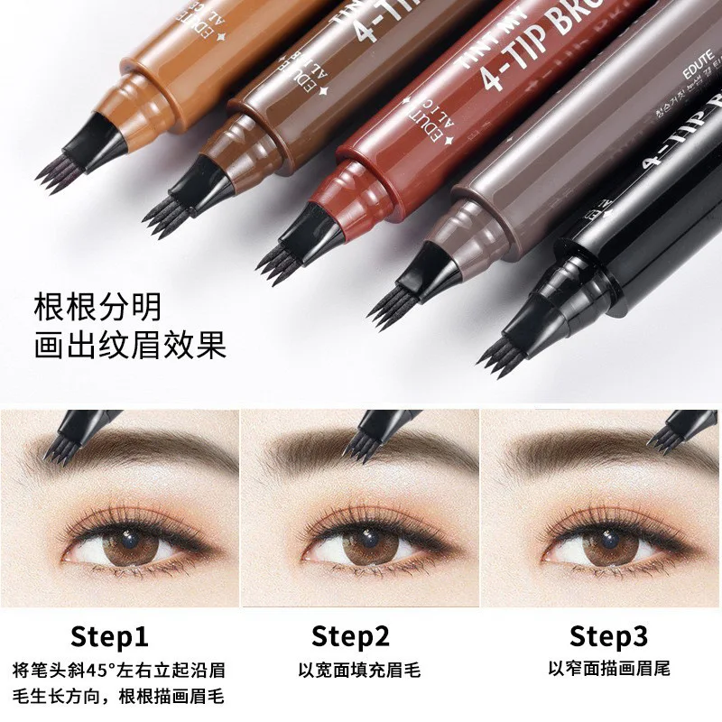 Microblading Eyebrow ปากกากันน้ําเคล็ดลับส้อม Eyebrow Tattoo ดินสอยาวนาน Professional Fine Sketch Liquid Eye Brow Pencil