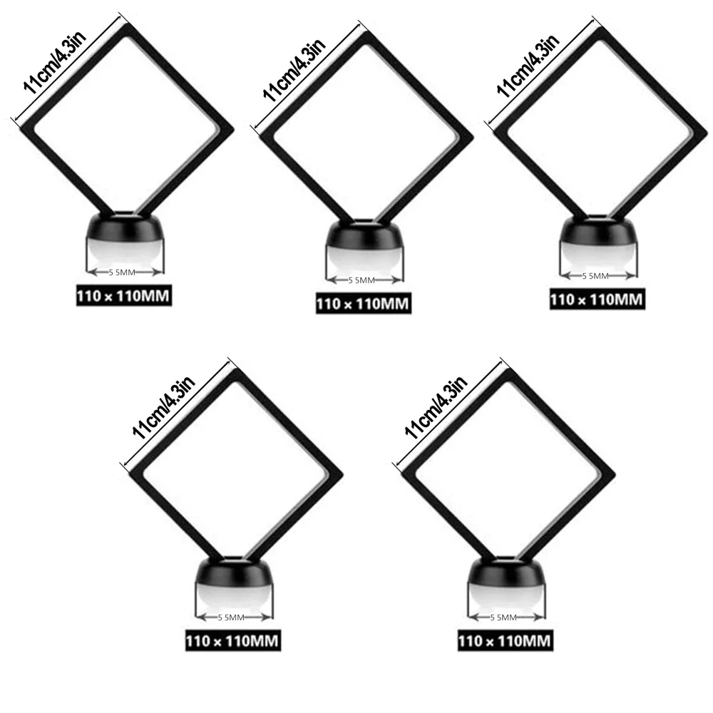 5 مجموعة 11 سنتيمتر ثلاثية الأبعاد إطار عائم عرض موقف شفاف PE صندوق تخزين المجوهرات إطار تعليق للديكور المنزل