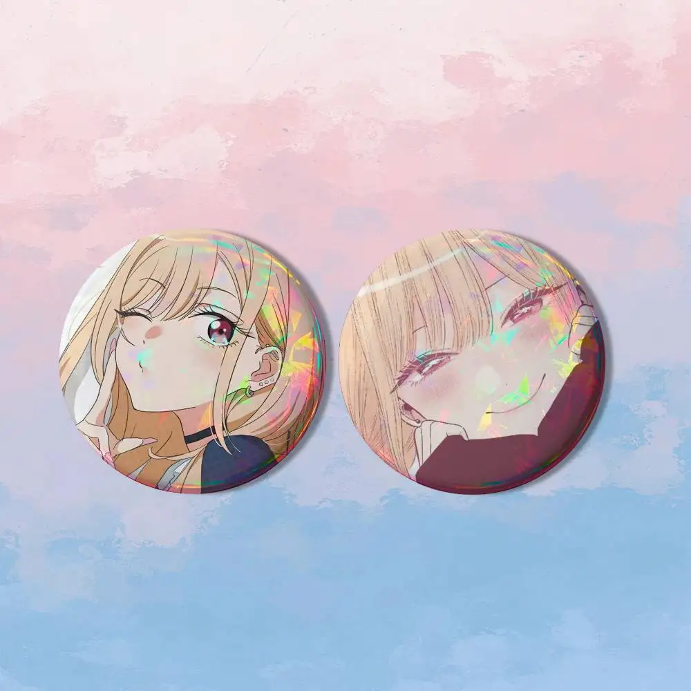 Anime Kitagawa Marin HD Print Round Lapel Pins Pretty Derby 2 piece set Round Display Brooches Brooch Badges