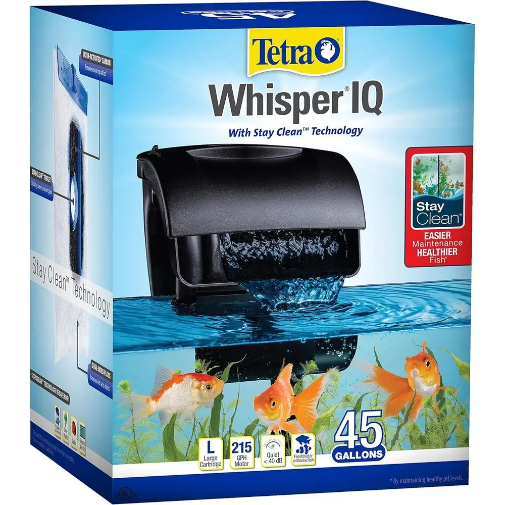 

Whisper IQ Power Filter 45 Gallons 215 GPH With Stay Clean Technology