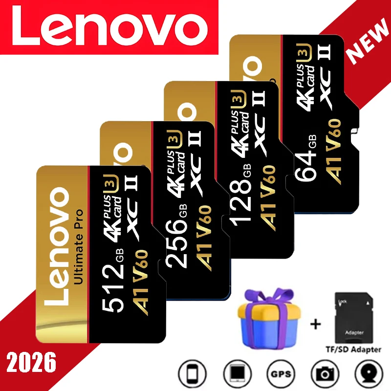 Lenovo Secure 512GB TF Cards SD Cards Memory Card Micro TF SD 256GB 64GB 4K for Smartphone / Phone / Tablet / Drone