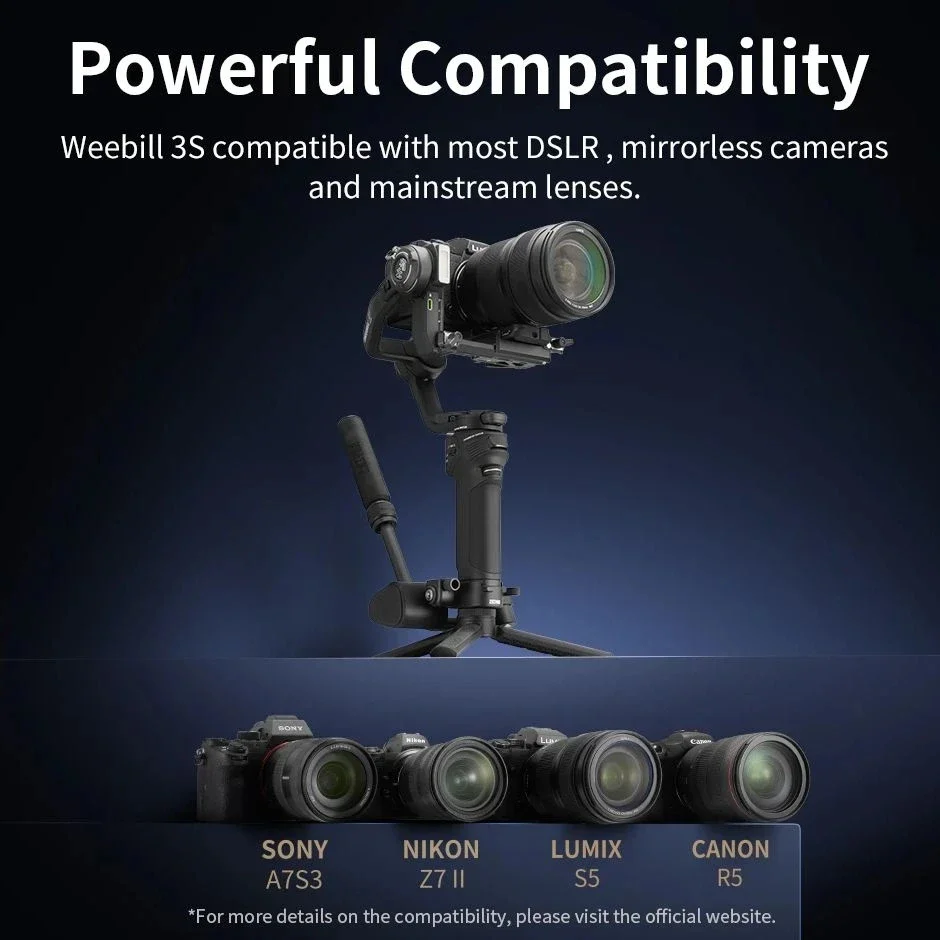 ZHIYUN Weebill 3S Camera Gimbal Stabilizer 3-Axis Handheld for DSLR Mirrorless Cameras for Sony Canon Panasonic Nikon