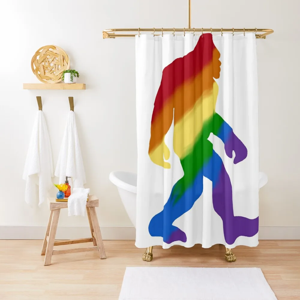 

Rainbow Bigfoot Shower Curtain Bathtub Cover Washable Waterproof Fabric Shower Waterproof Fabric Shower Curtain