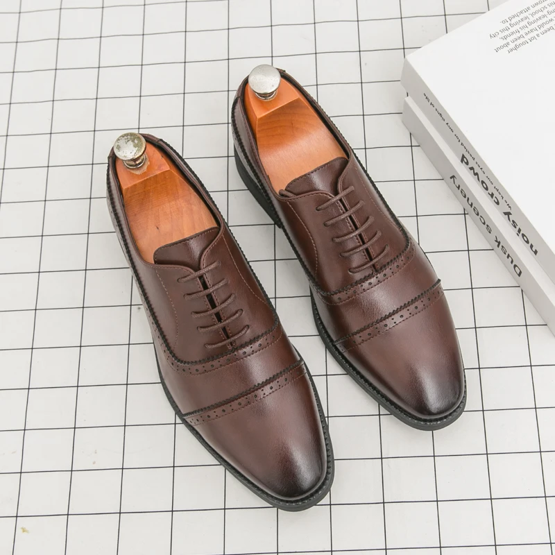 

Мужские туфли-оксфорды, однотонные профессиональные классические деловые мужские туфли на шнуровке, размер 38-46