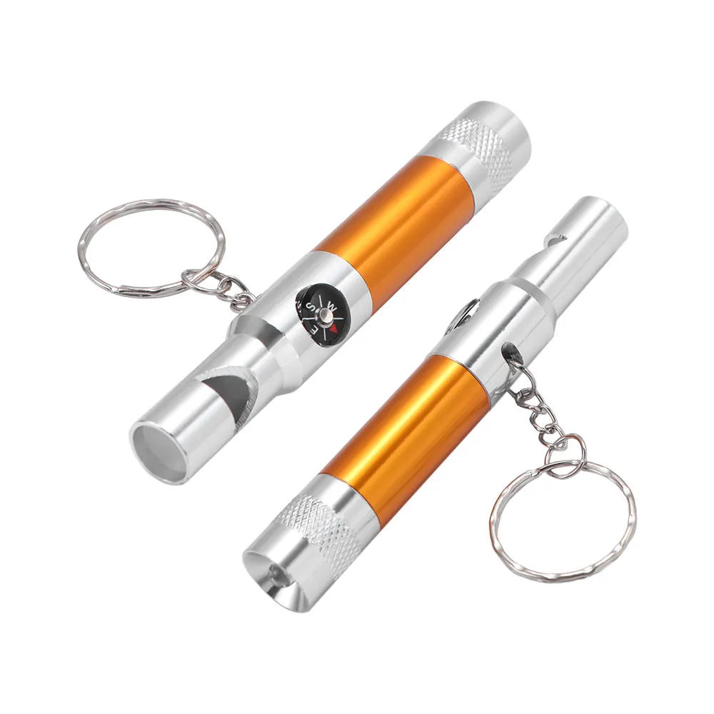 LED Kit Quality Portable Survival Outdoor Keychain Light Keyring Compass Whistle Flashlight 3-In-1