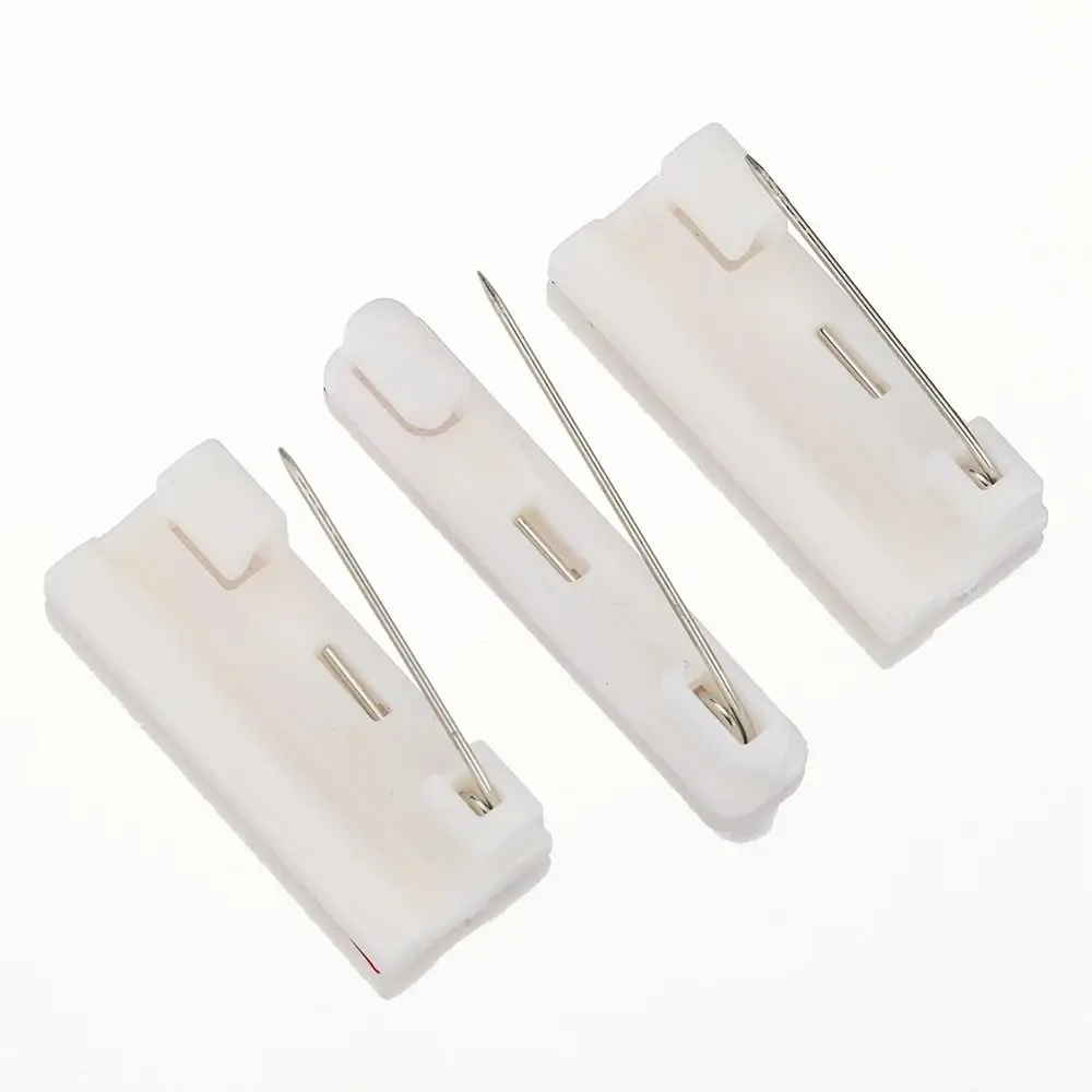 50Pcs Hard Plastic Plastic Brooch Pin Self Adhesive Back Multi Length Sizes DIY Badge Back White Ornament Buckle Universal