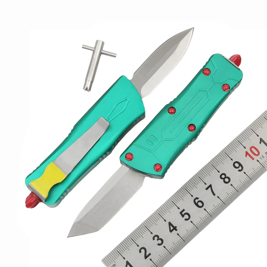 

Mini Tactical Dinosaur Bounty Hunter Pocket Knife D2 Blade Dual Action Aluminum Alloy Handle Camping EDC Survival Tool Knives