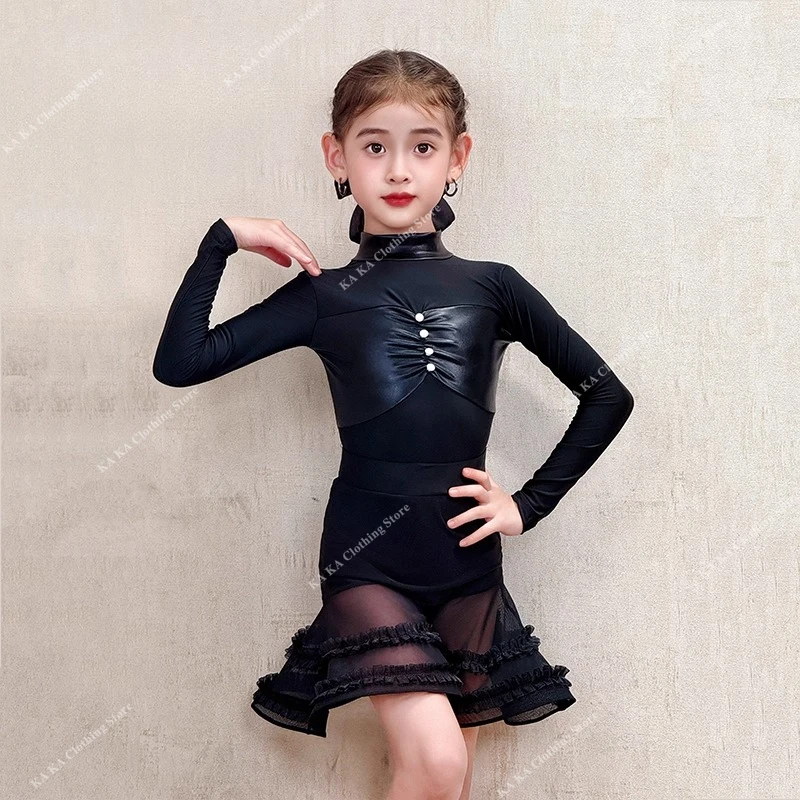 

Latin Dance Costume Girls Rumba Tango Samba Salsa Latin Practice Dress Girls Dancing Dress Children's Ballroom Dress Standard