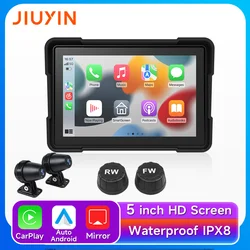 Jiuyin 5Inch Motorcycle Navigation Gps Hd Screen Ipx7 Waterproof Anti-Theft Monitor Wireless Apple Carplay Android Automatic