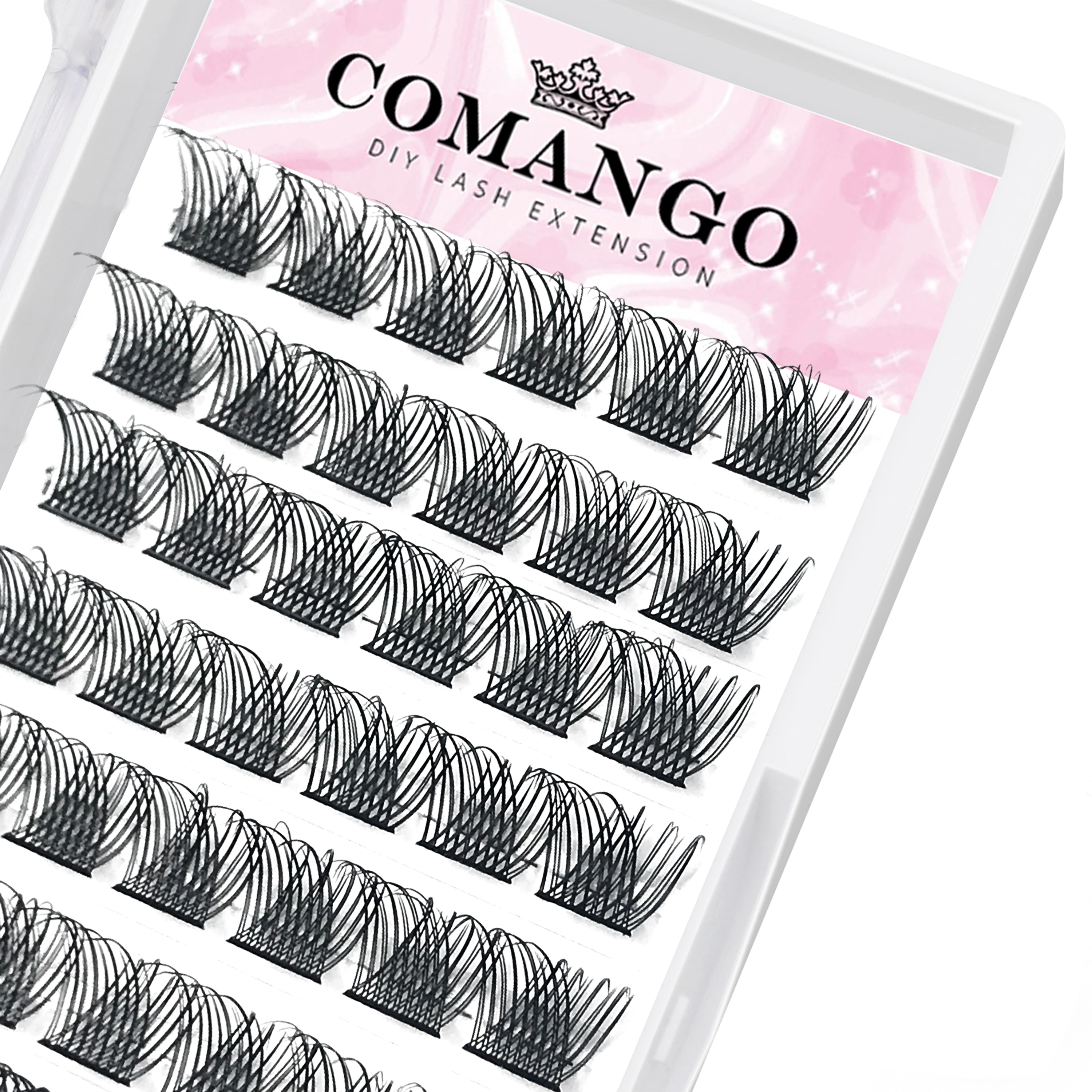 CoMango Single Cluster Lashes Natural C/D Curl Individual Mink Volume Fans Individual  Segmented Natural  For Eye Extension