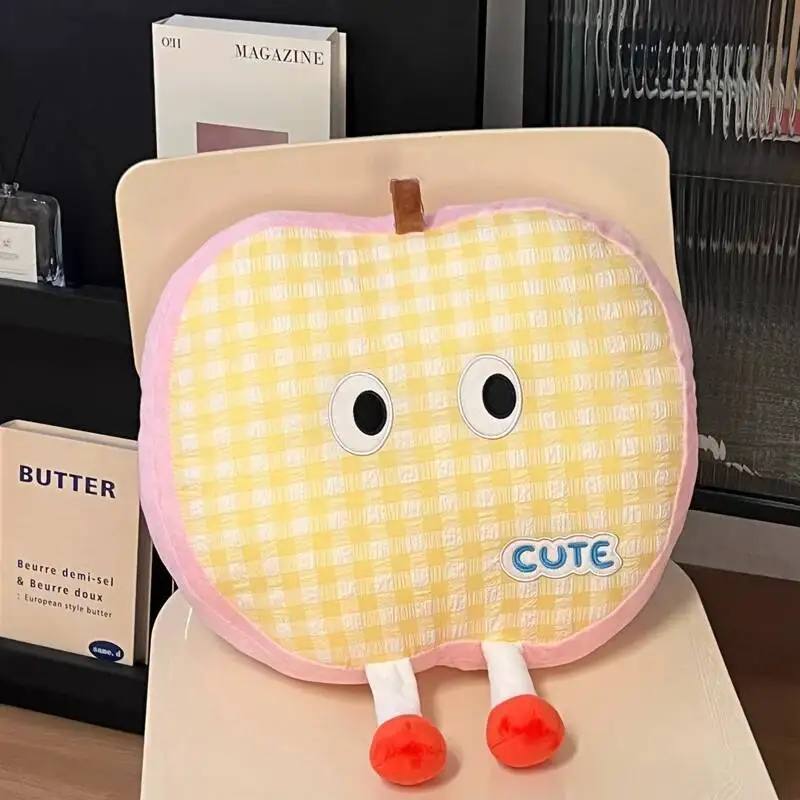 Pretty Plaid Apple Plush Toys Cozy Cotton Fabrics Cartoon Fruit Throw Pillow Fluffy Soothing Back Cushion Lovely Home Decor