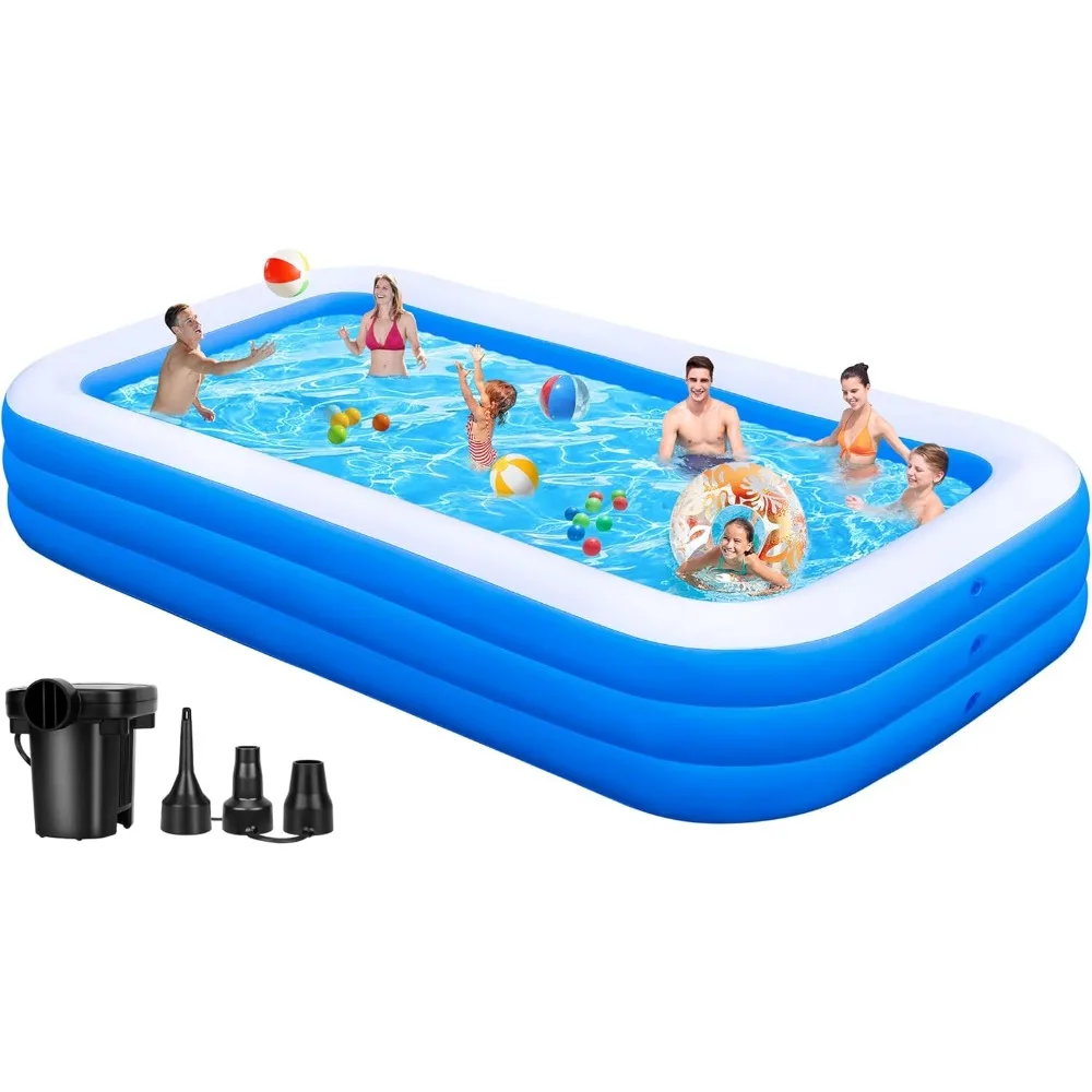 

Large Inflatable Pool with Pump for Adults - 130'' x 72'' x 22'', Extra Large Thickened 0.6mm Blow Up Pool for Family, Oversize