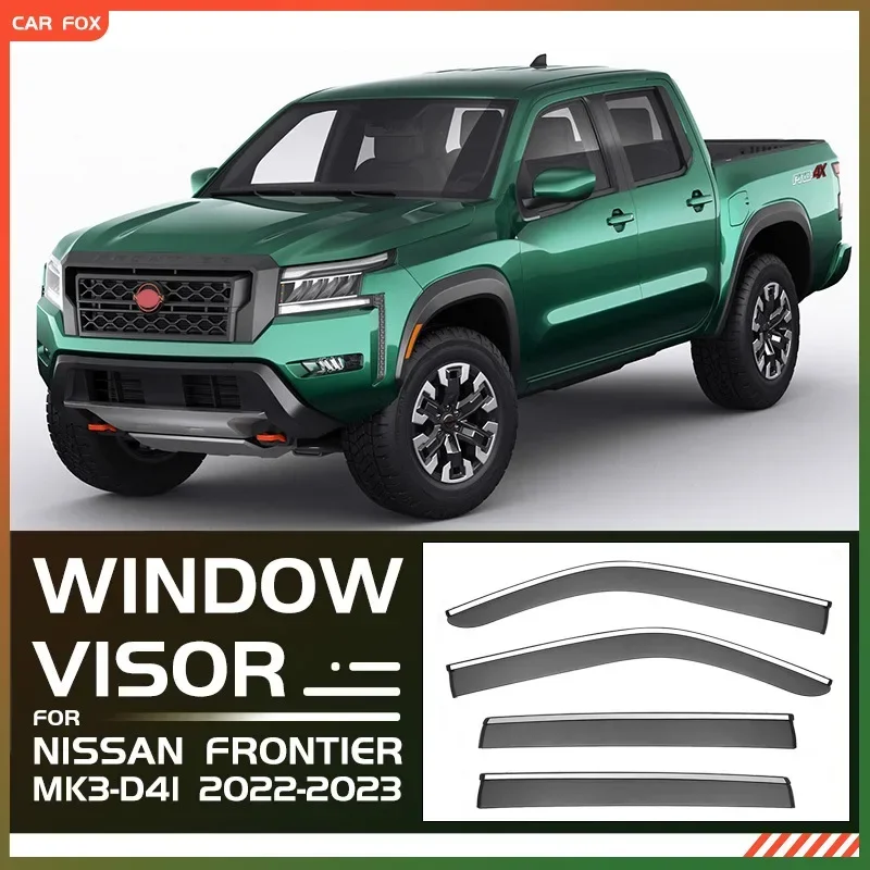 Weathershileds For NISSAN Frontier 1998-2024 Weathershields Window Weather Guard Door Visor Vent Shades Ventvisor Bright Strip