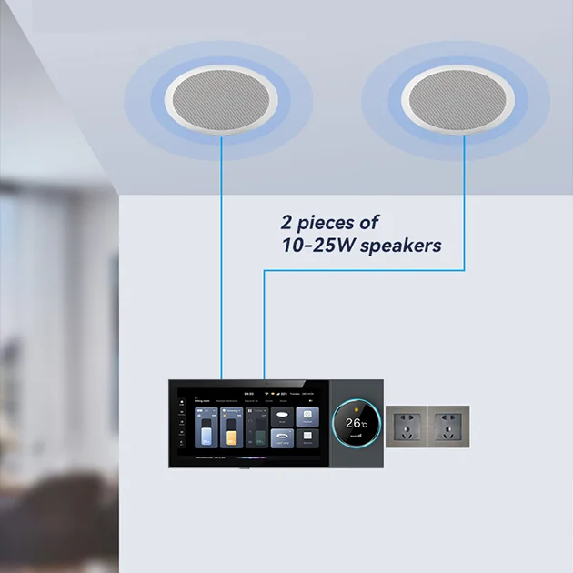 

Уникальная интеллектуальная панель управления шлюзом Tuya Zigbee F6, поддерживает 2 проводные динамики для воспроизведения музыки в зонах, подходит для вилл