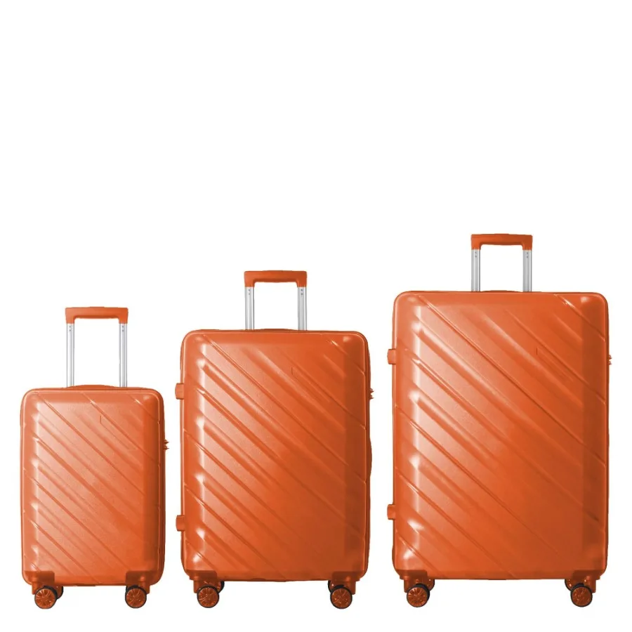 

3Piece Luggage Sets 20 24 28 Suitcase with Wheels Hardside Suitcase With Four Spinner Wheels and ScratchResistant Surface Orang