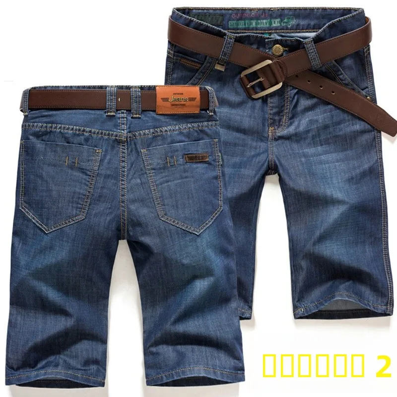 

Летние тонкие джинсовые шорты для мужчин, свободные, повседневные, прямого кроя, длиной 5-7 дюймов, больших размеров, модные, из хлопка и полиэстера