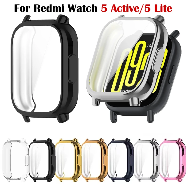 حافظة حماية لساعة Redmi Watch 5 Active غطاء كامل للشاشة واقي ناعم ممتص للصدمات من مادة TPU لملحقات Redmi Watch 5 Lite