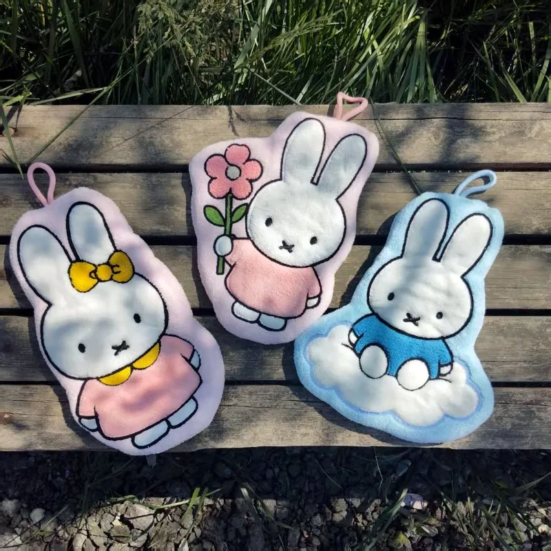 

Hot Cartoon Miffy Series Hand Towel Cute Creativity Embroidery Hanging Type Absorbent Quick Drying Hand Towel Household Goods