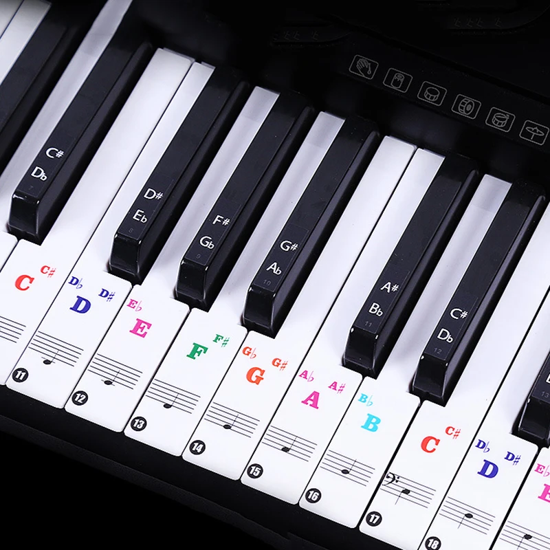 Decal Piano Stickers 37*11mm Transparent Digital Keyboard Removable Reusable Multicolor For 37/49/88/61/54 Keys