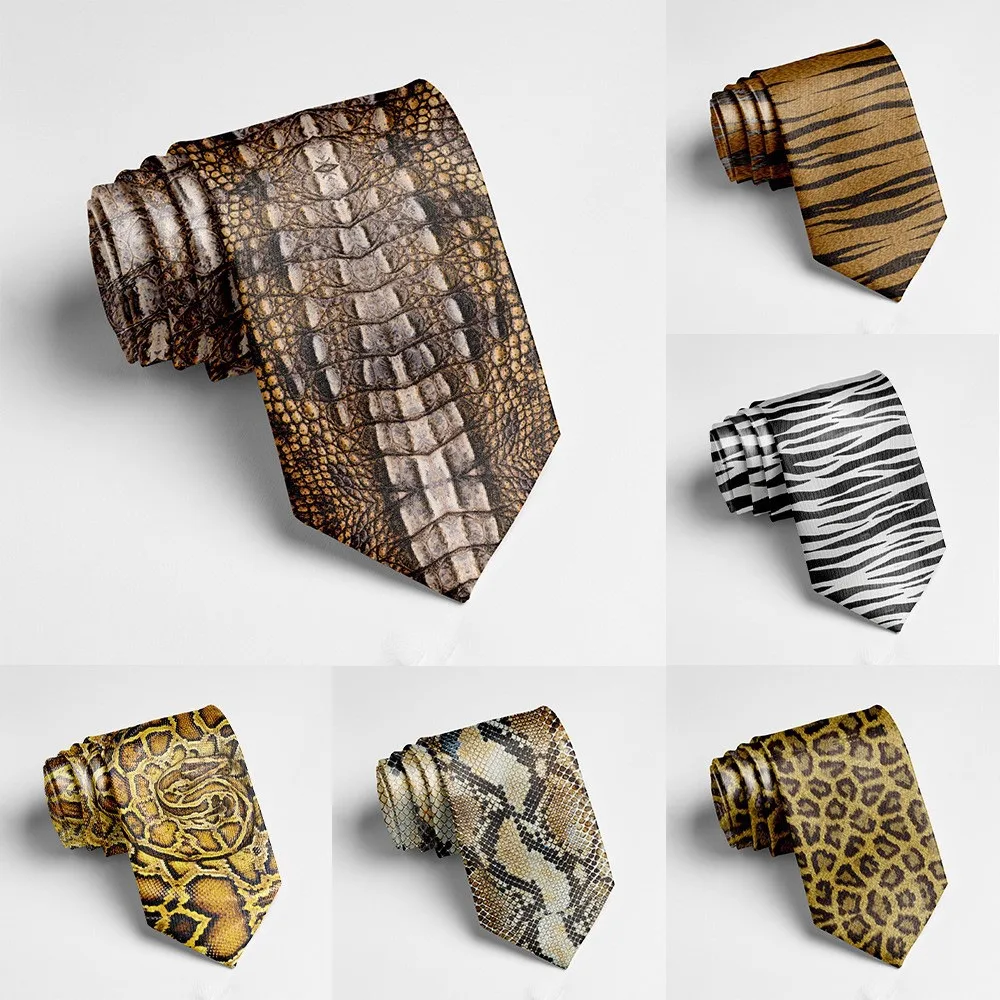 

Casual 8cm Leopard Print Tie Adjustable Soft Snakeskin Print Tie Hand Tied Narrow Men Necktie Shirt