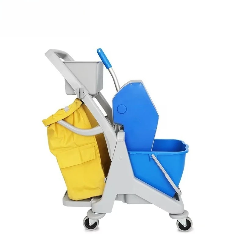 Heavy Duty Commercial Mop Bucket on Wheels Kentucky Mopping Cleaning Cart with Reusable Nylon Garbage Bag